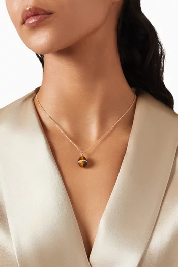 Forever Tigers Eye Egg Necklace in 18kt Rose Gold