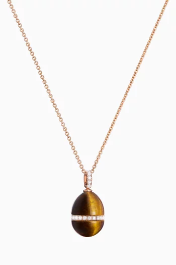 Forever Tigers Eye Egg Necklace in 18kt Rose Gold