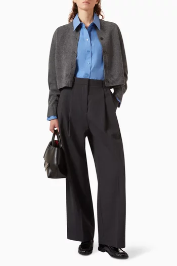 Relaxed Wide-leg Pants in Wool-blend Twill