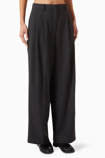 Relaxed Wide-leg Pants in Wool-blend Twill