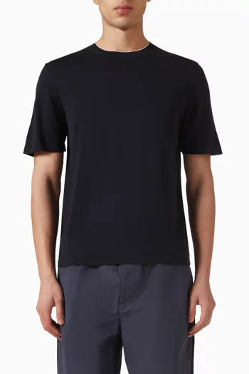 Contrast Tipped T-shirt in Silk-cotton