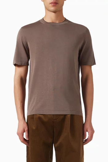 Contrast Tipped T-shirt in Silk-cotton