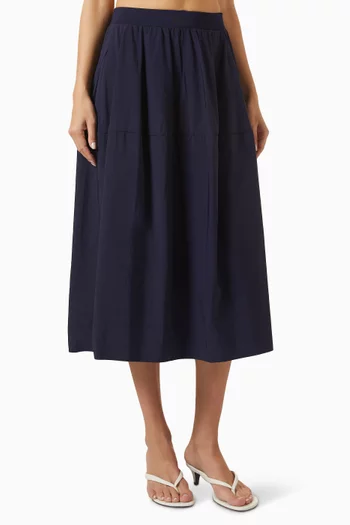 Sculpted Midi Skirt in Nylon