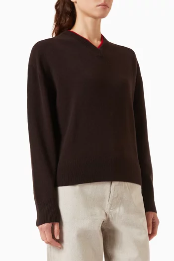 Layered V-neck Sweater in Merino Wool