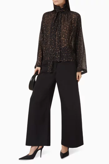 Leopard-print Scarf Top in Rayon
