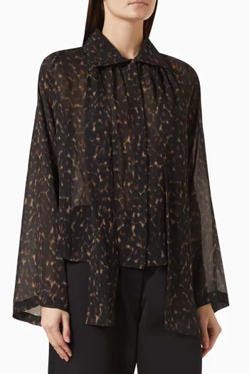 Leopard-print Scarf Top in Rayon
