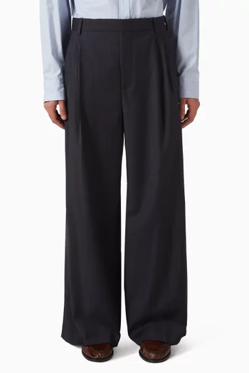 Pleated Wide-leg Pants in Wool