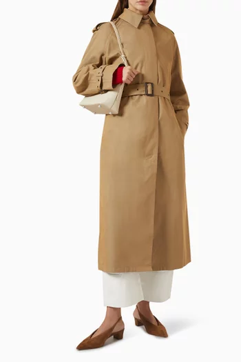 Check-detail Belted Trench Coat
