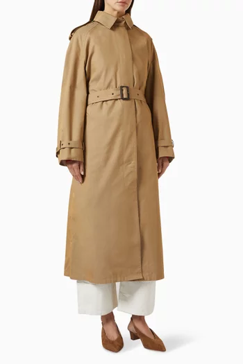 Check-detail Belted Trench Coat