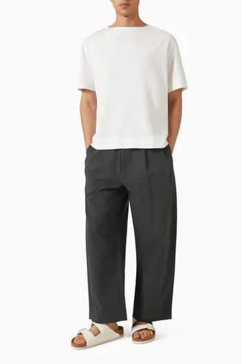 Pleated Barrel-leg Pants in Cotton-blend