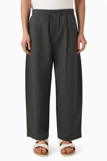 Pleated Barrel-leg Pants in Cotton-blend