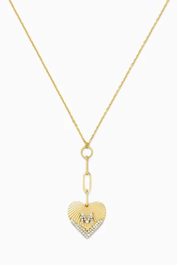 Single Letter Heart Coded Diamond Necklace in 18kt Gold