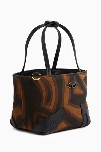 BORSA SUEDE STAMPA LABIRINTO TOTE BAG WITH LEATHER STRAPS AND ZIP CLOSURE AND LOGO STAMP:Brown    :One Size|220198495