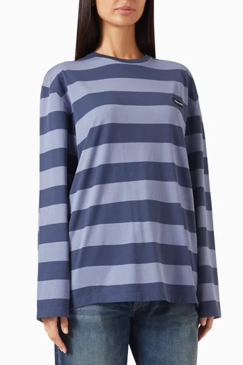 Striped Long-sleeve T-shirt in Cotton