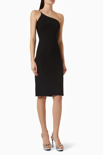 One-shoulder Dress in Viscose Crêpe