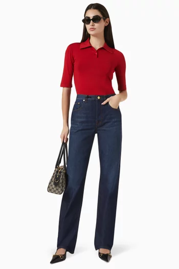 Interlocking G Embroidered Jeans in Denim
