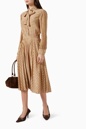 Printed Midi Dress in Silk-habotai