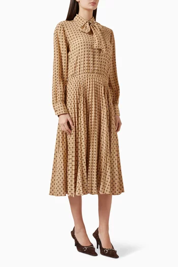 Printed Midi Dress in Silk-habotai