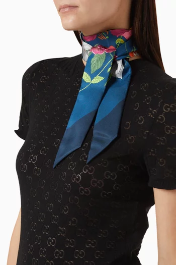 Flora Printed Ribbon in Silk Twill