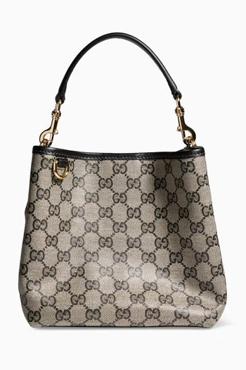 Mini GG Emblem Bucket Bag in Coated Canvas