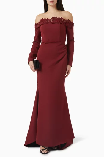 Lace-trim Off-shoulder Dress