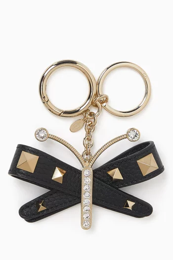 Rockstud Butterfly Bag Charm & Key Ring in Calfskin