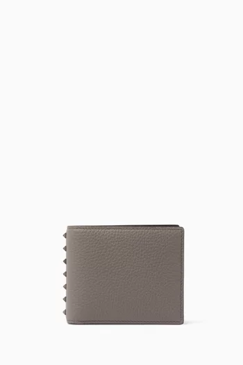 Rockstud Card Wallet in Grainy Calfskin