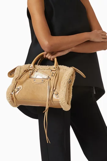 Small Le City Bag in Shearling & Leather