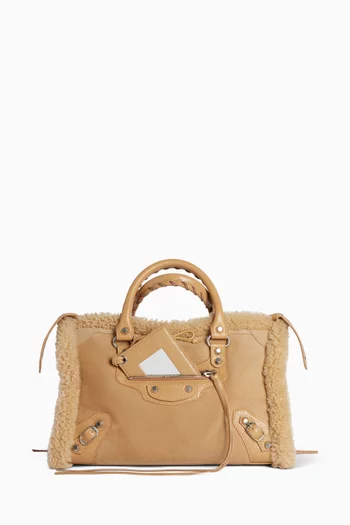 Small Le City Bag in Shearling & Leather