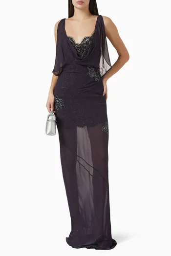 Emerald Cowl-neck Dress in Georgette