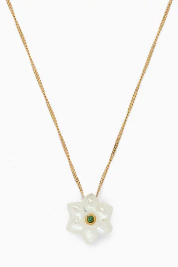 Ida Moonstone & Emerald Necklace in Gold