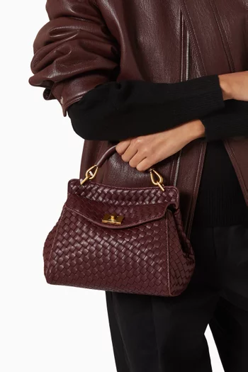 Lucia Classic Top-handle Bag in Woven Vegan Leather