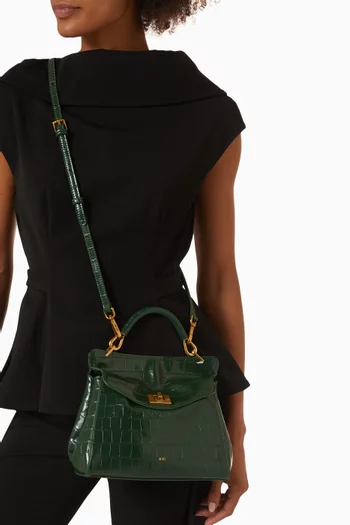 Lucia Classic Top-handle Bag in Croc-embossed Vegan Leather