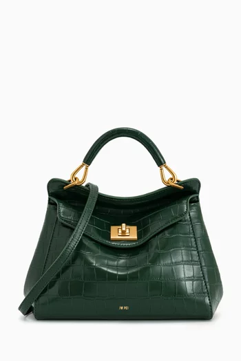 Lucia Classic Top-handle Bag in Croc-embossed Vegan Leather