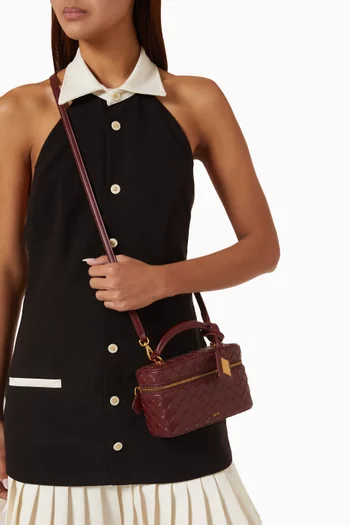 Cleo Box Shape Top-handle Bag in Woven Vegan Leather
