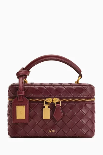 Cleo Box Shape Top-handle Bag in Woven Vegan Leather