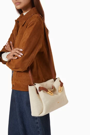 Rhea Double Buckle Shoulder Bag in Canvas