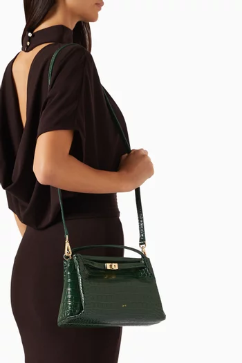 Carmen Top-handle Bag in Croc-embossed Vegan Leather