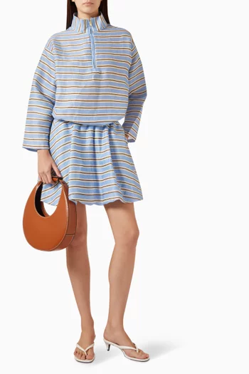 Striped Bubble Mini Skirt in Linen