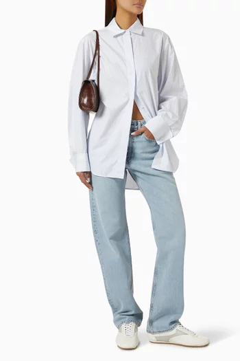 Cutaway-collar Striped Shirt in Cotton-blend