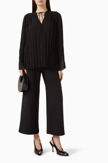 Tie-front Pleated Top in Georgette