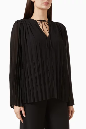 Tie-front Pleated Top in Georgette