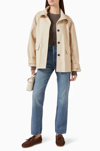 Mock-neck Jacket in Cotton Twill