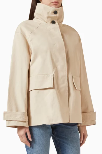 Mock-neck Jacket in Cotton Twill