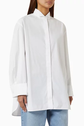 Wing-collar Tuxedo Shirt in Cotton