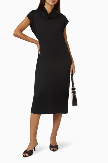 Cowl-neck Midi Dress in Crepe