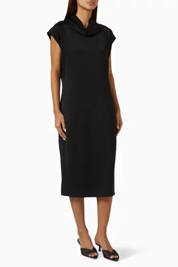 Cowl-neck Midi Dress in Crepe