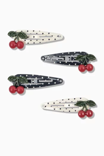 Cherry Charm Hair Clips, Set of 4
