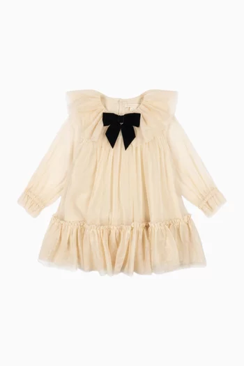 Velvet Bow Dress in Tulle