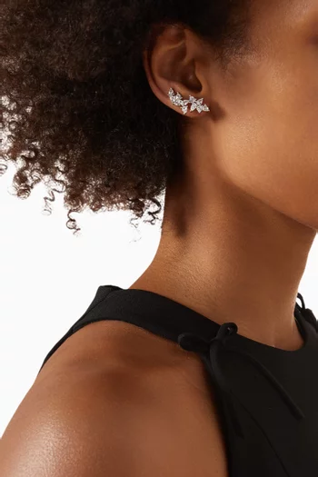 Pear Cz Scatter Crawler Earrings in Metal